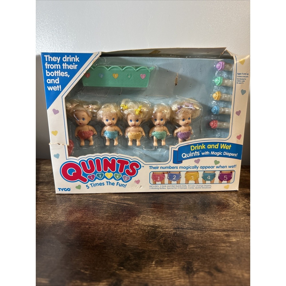 #10706 NIB Vintage‎ TYCO Drink N Wet Quints Dolls